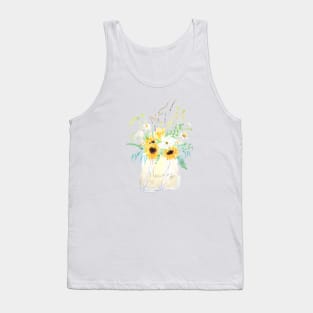 flowers bouquet in a  tote  watercolor painting Tank Top